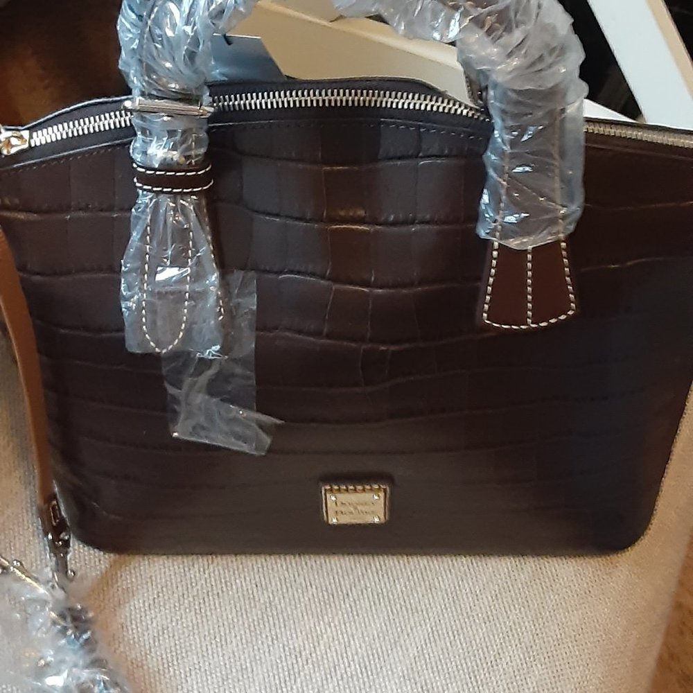 Vintage Croco Embossed Leather Trina Satchel